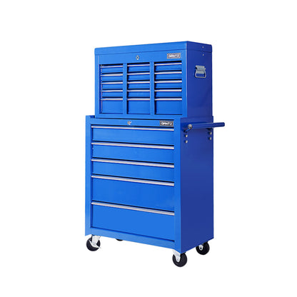 Giantz 14 Drawer Tool Box Cabinet Chest Mechanic Garage Storage Trolley Blue