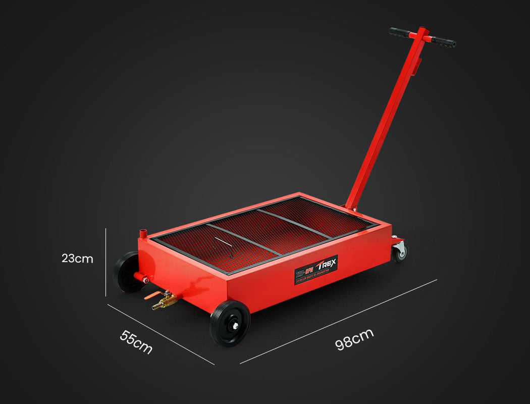 TREX 57L Low Profile Mobile Waste Oil Drainer, Low Profile, Pan Style, for Trucks, Workshop