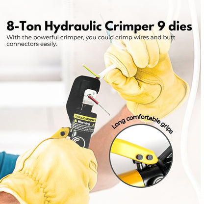 RYNOMATE 8 Ton Hydraulic Crimping Tool with 9 Dies( Yellow)